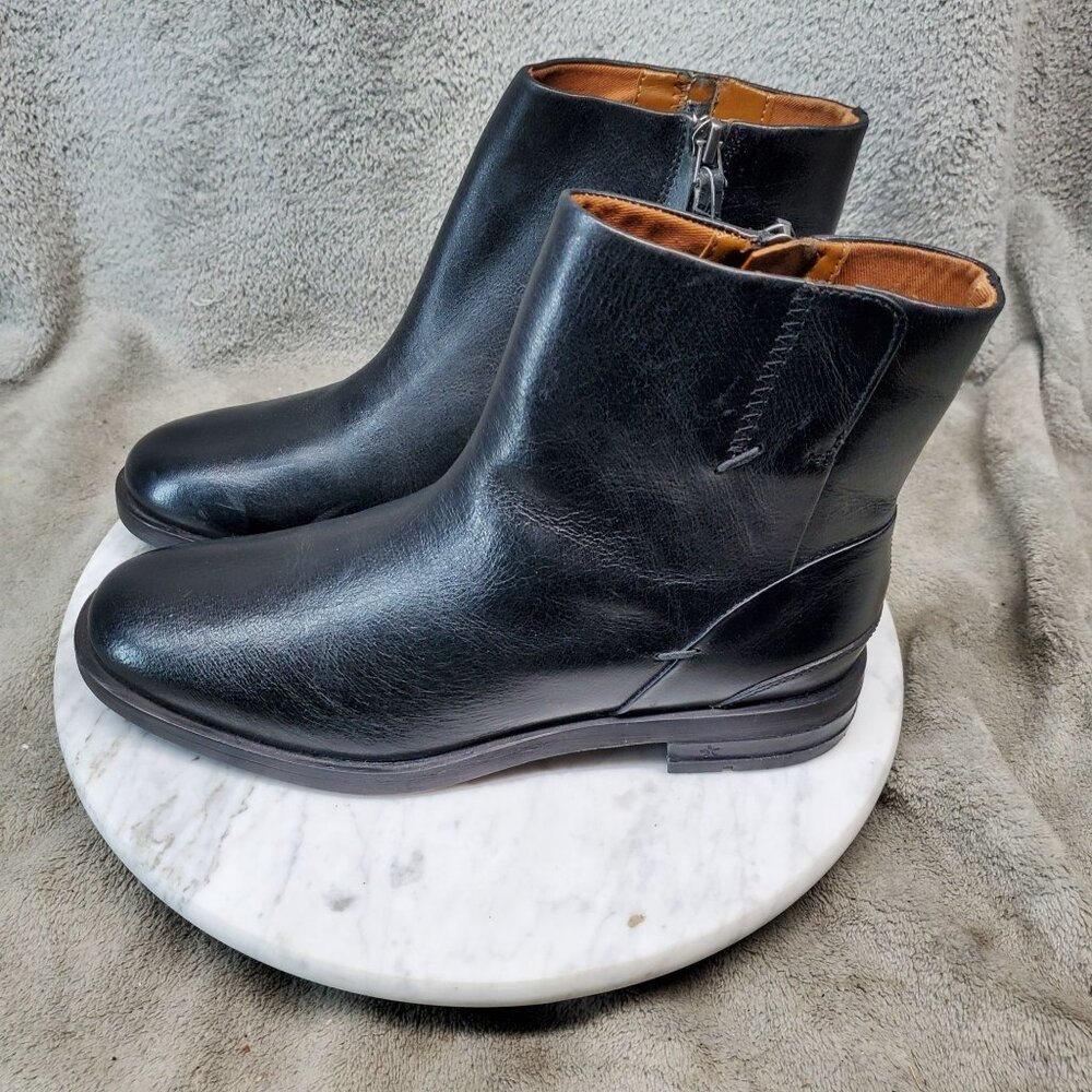 Franco Sarto Shoes Womens Size 6.5 Mist Black Leather Zip Ankle Boots
